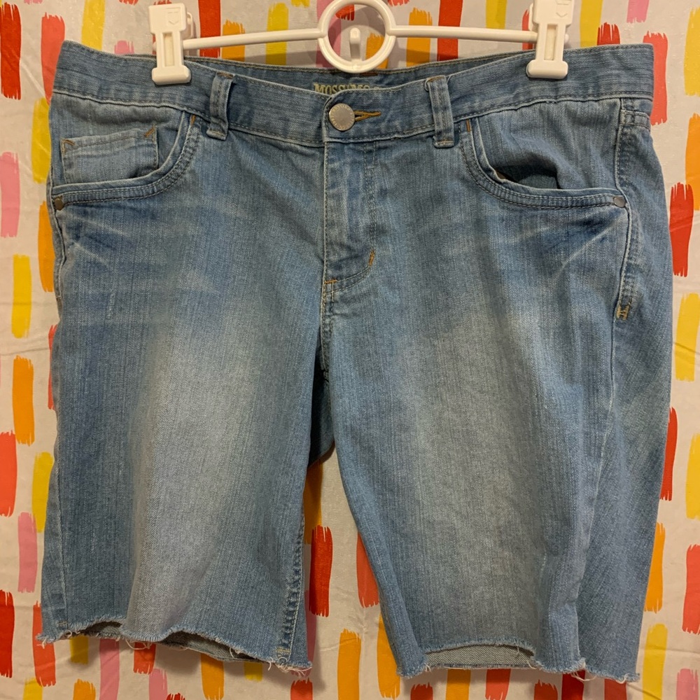 Mossimo Bermuda cutoff denim shorts with frayed hem - Juniors 11